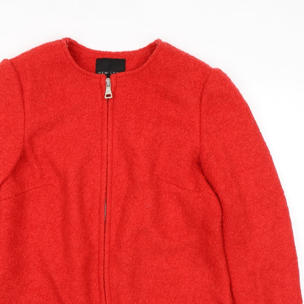 New Look Womens Red Jacket Size 10 Zip - Collarless