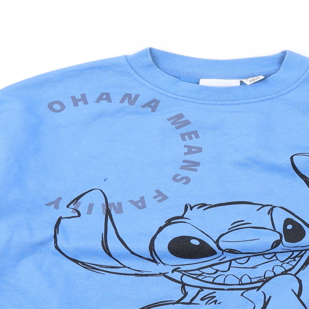 Disney Womens Blue Polyester Pullover Sweatshirt Size S Pullover - Lilo & Stitch