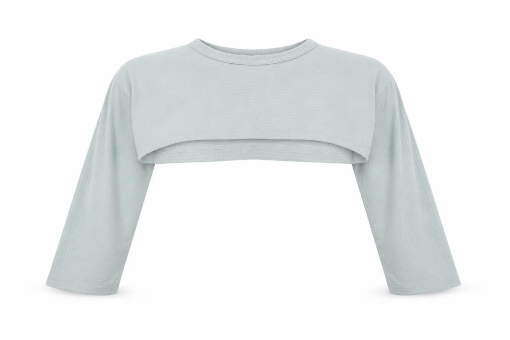 Front view of In the Style women’s green polyester cropped t-shirt, size UK 14, round neck