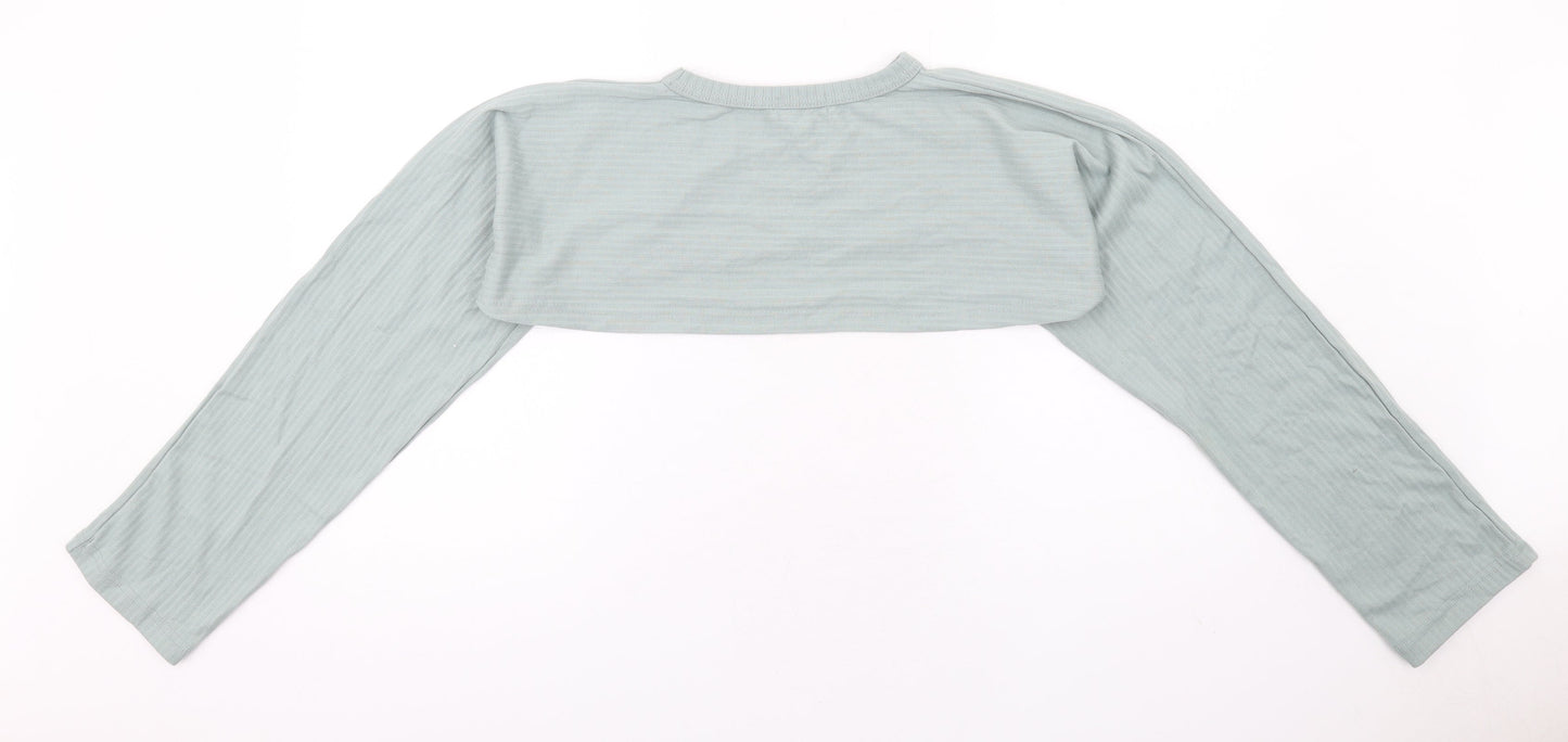 In the Style Womens Green Polyester Cropped T-Shirt Size 14 Round Neck