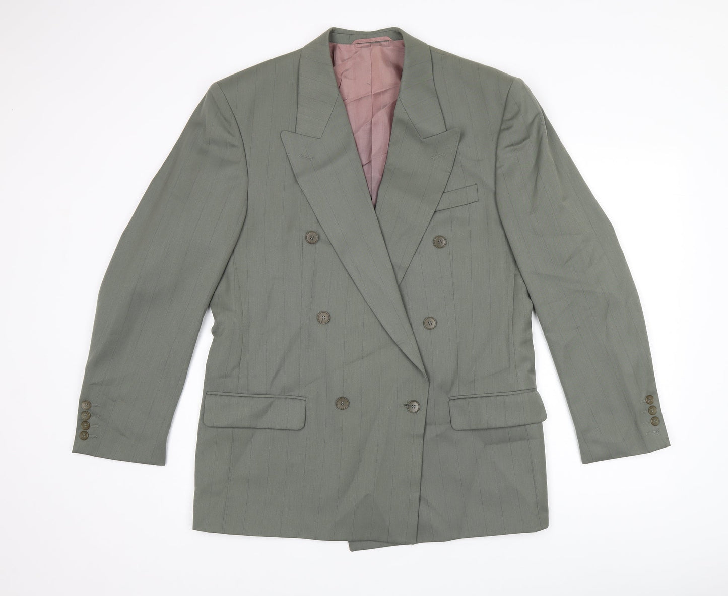 Hugo James Mens Grey Striped Polyester Jacket Suit Jacket Size 40 Regular