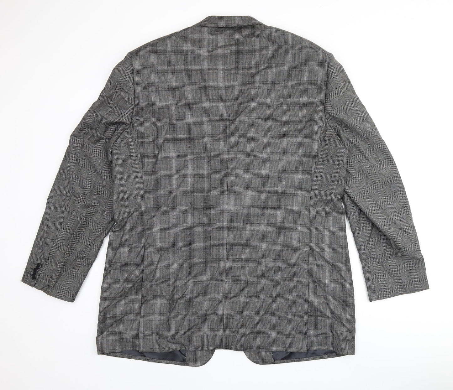 Marks and Spencer Mens Grey Plaid Wool Jacket Suit Jacket Size 46 Regular