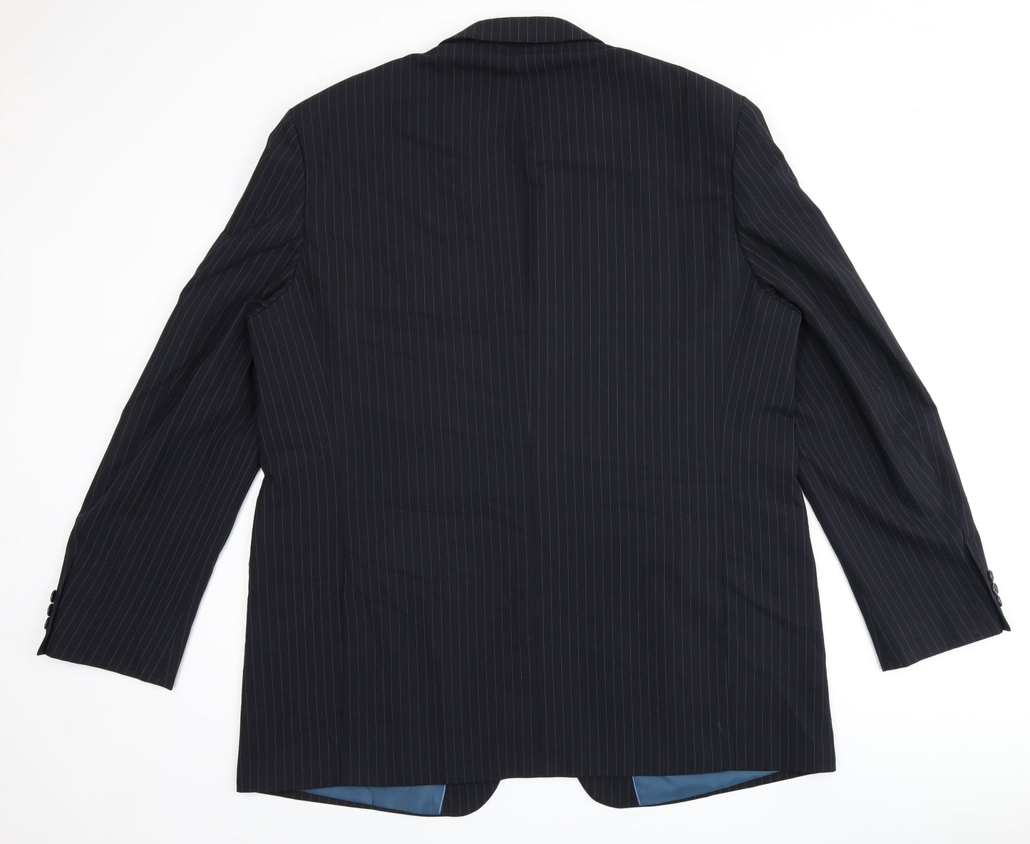 Marks and Spencer Mens Blue Striped Polyester Jacket Suit Jacket Size 48 Regular
