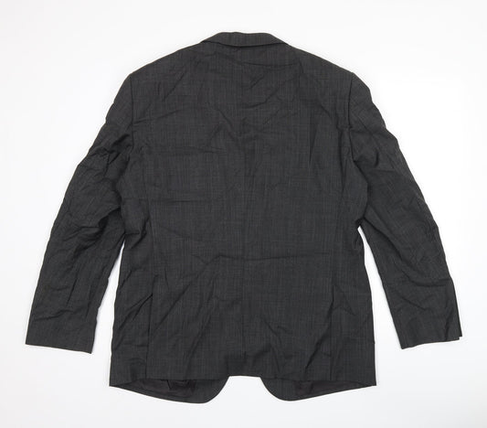 Marks and Spencer Mens Grey Plaid Wool Jacket Suit Jacket Size 42 Regular