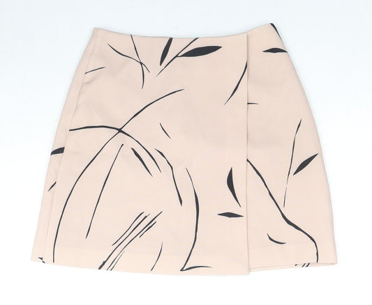 Keepsake Womens Beige Geometric Polyester A-Line Skirt Size S Zip