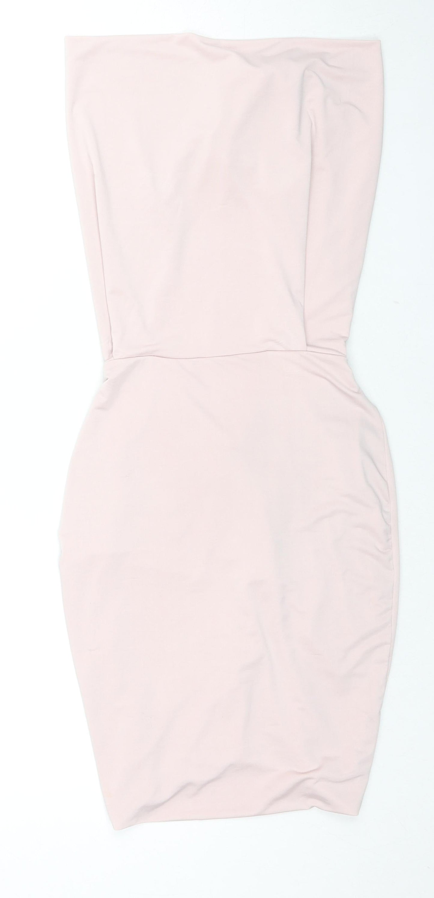 Saint Genies Womens Pink Polyester Bodycon Size 10 Square Neck Tie - Strapless