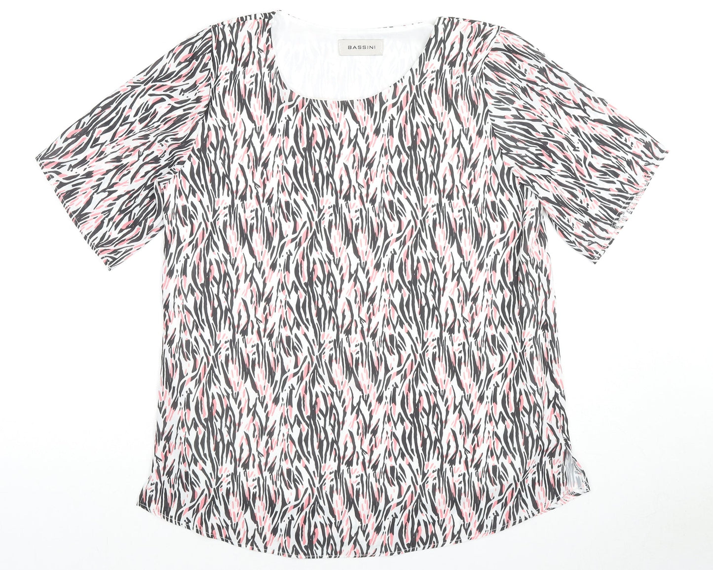 BASSINI Womens Multicoloured Animal Print Polyester Basic T-Shirt Size M Round Neck - Zebra Print