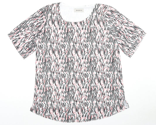 BASSINI Womens Multicoloured Animal Print Polyester Basic T-Shirt Size M Round Neck - Zebra Print