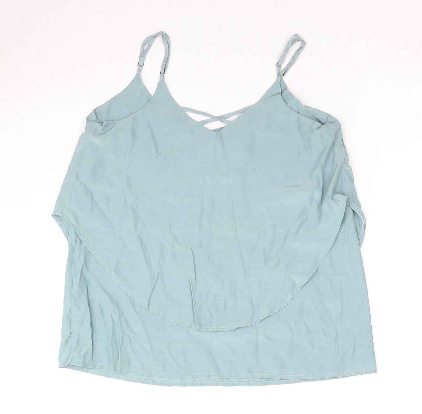 NUMPH Womens Blue Viscose Basic Tank Size 6 Round Neck