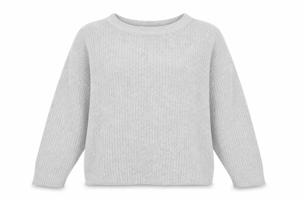 PRETTYLITTLETHING Womens Grey Round Neck Acrylic Pullover Jumper Size S