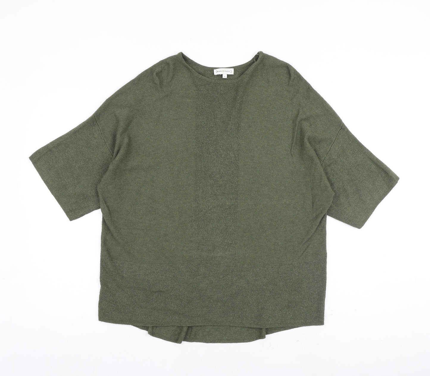 Warehouse Womens Green Round Neck Viscose Pullover Jumper Size 6