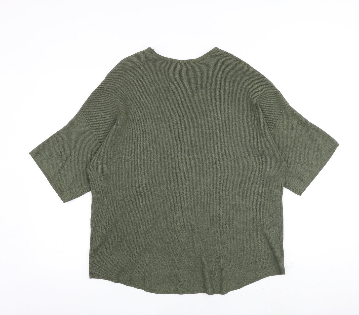 Warehouse Womens Green Round Neck Viscose Pullover Jumper Size 6