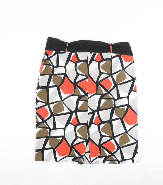 Marks and Spencer Womens Multicoloured Geometric Cotton A-Line Skirt Size 10 Tie