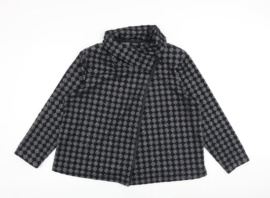 Klass Womens Black Geometric Jacket Coat Size 14 Button