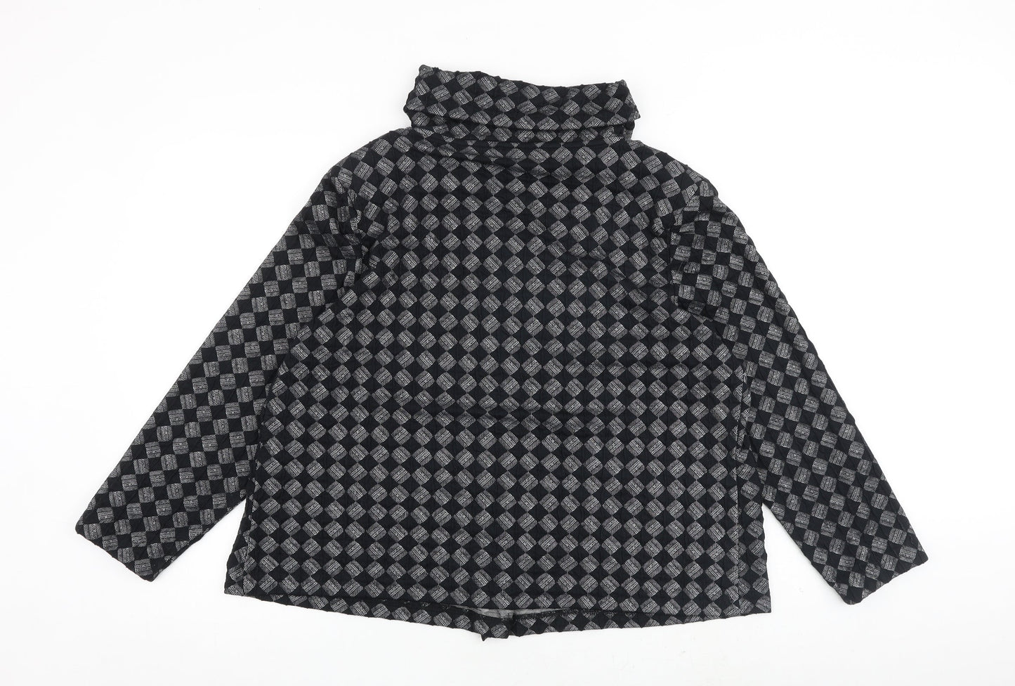 Klass Womens Black Geometric Jacket Coat Size 14 Button