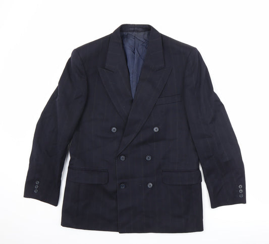 MR Harry Mens Blue Striped Polyester Jacket Suit Jacket Size 42 Regular