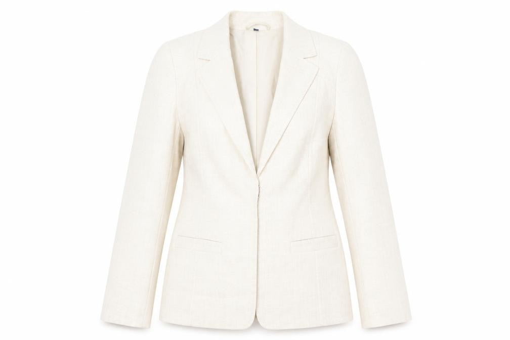 EWM Womens Beige Jacket Blazer Size 12 Hook & Eye