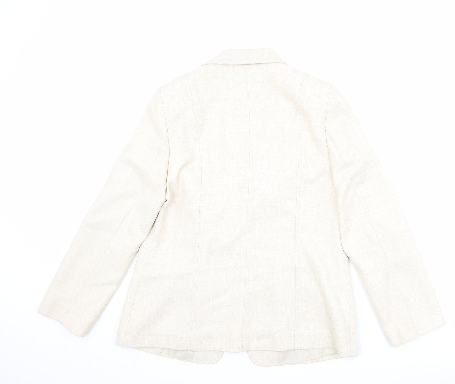 EWM Womens Beige Jacket Blazer Size 12 Hook & Eye
