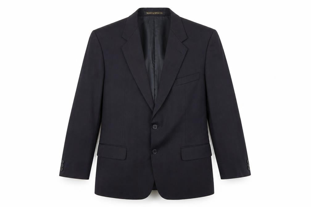 Marks and Spencer Mens Black Striped Polyester Jacket Suit Jacket Size 42 Regular