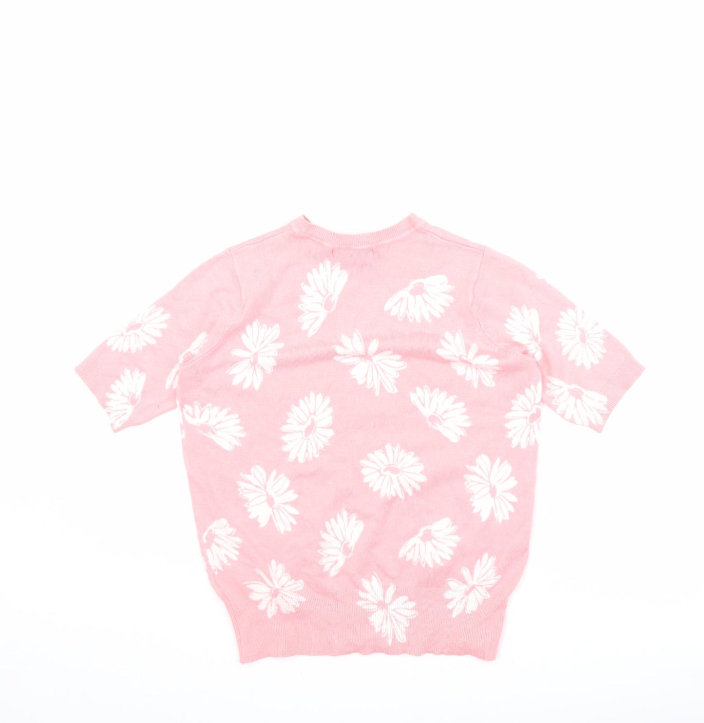Marks and Spencer Womens Pink Crew Neck Floral Viscose Pullover Jumper Size 6 - Flowers
