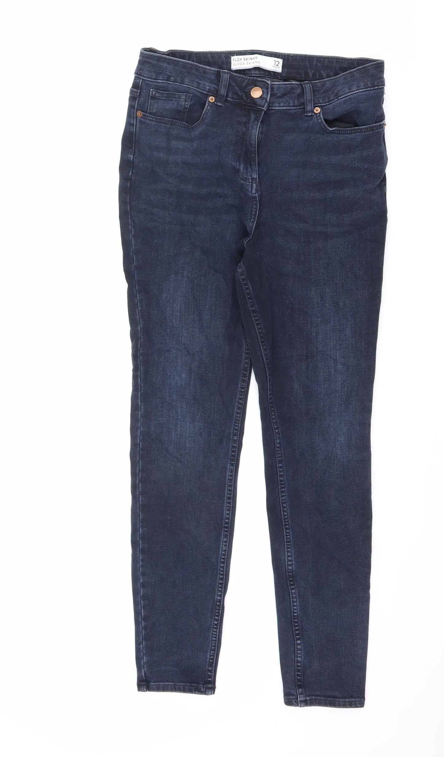 NEXT Womens Blue Cotton Skinny Jeans Size 28 in L26 in Extra-Slim Zip