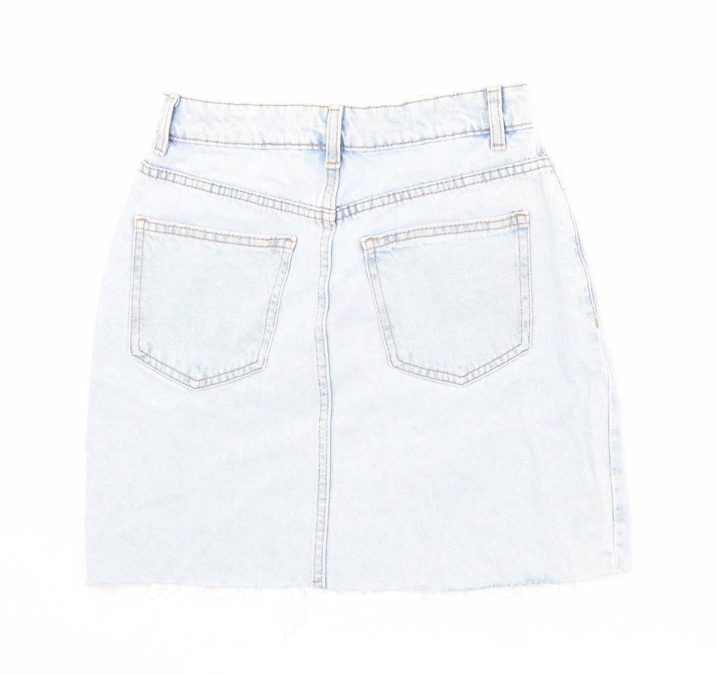 Denim & Co. Womens Blue Cotton Mini Skirt Size 6 Zip