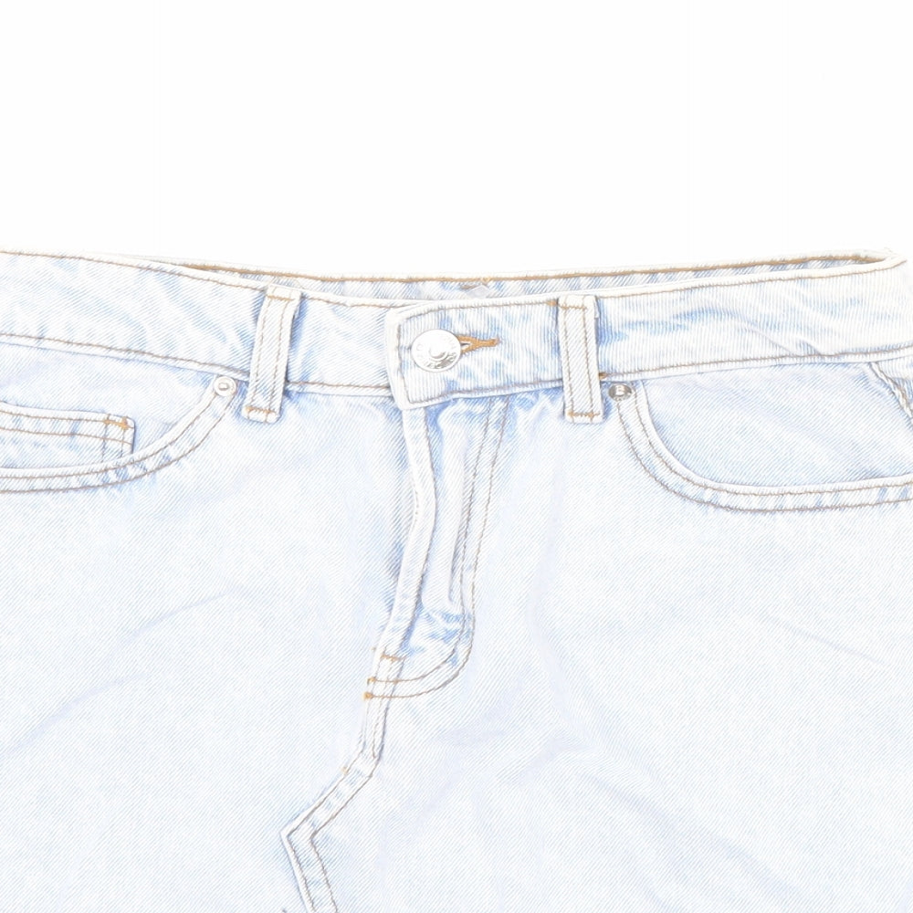 Denim & Co. Womens Blue Cotton Mini Skirt Size 6 Zip