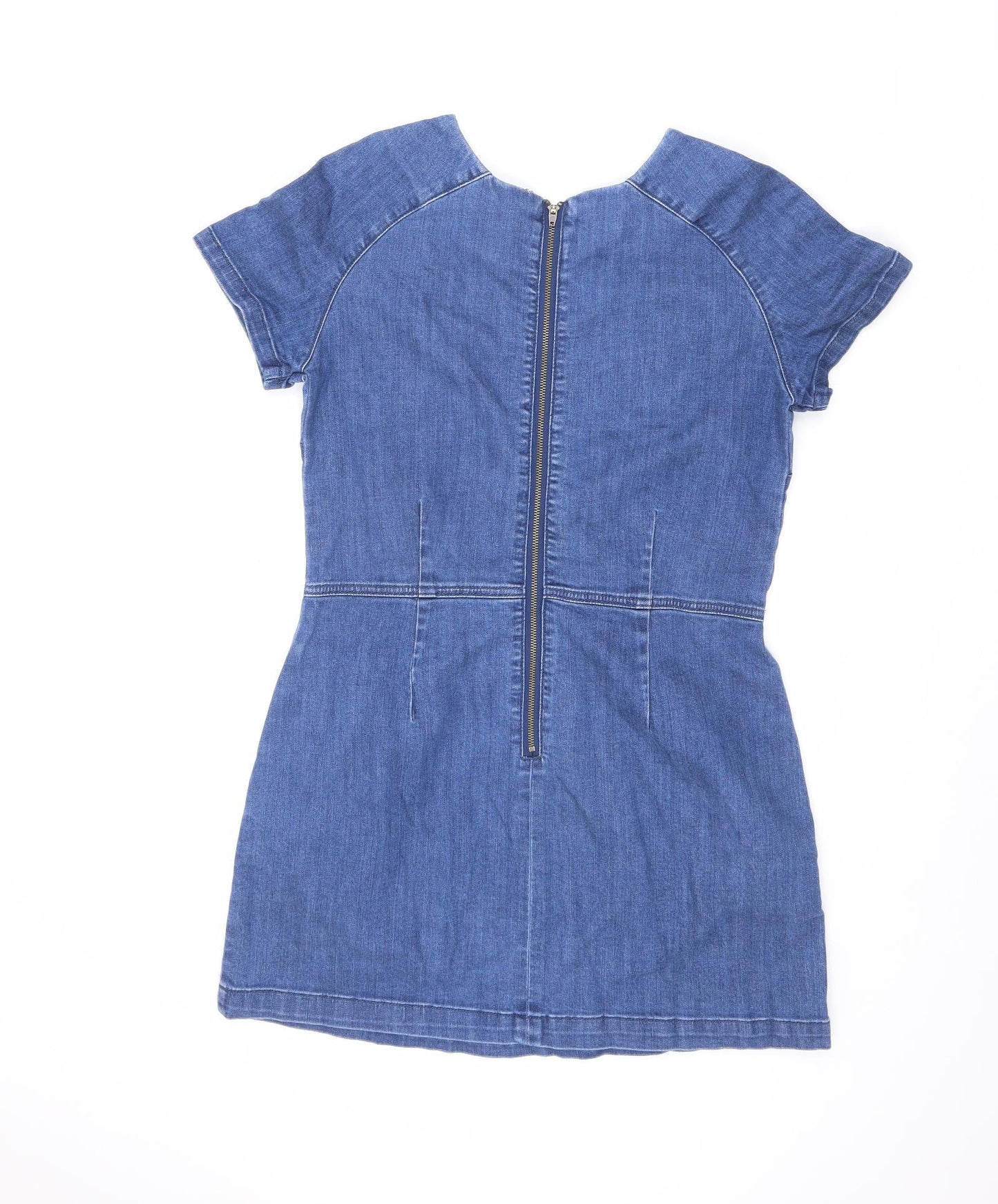 Blonde+Blonde Womens Blue Cotton A-Line Size 12 Round Neck Zip