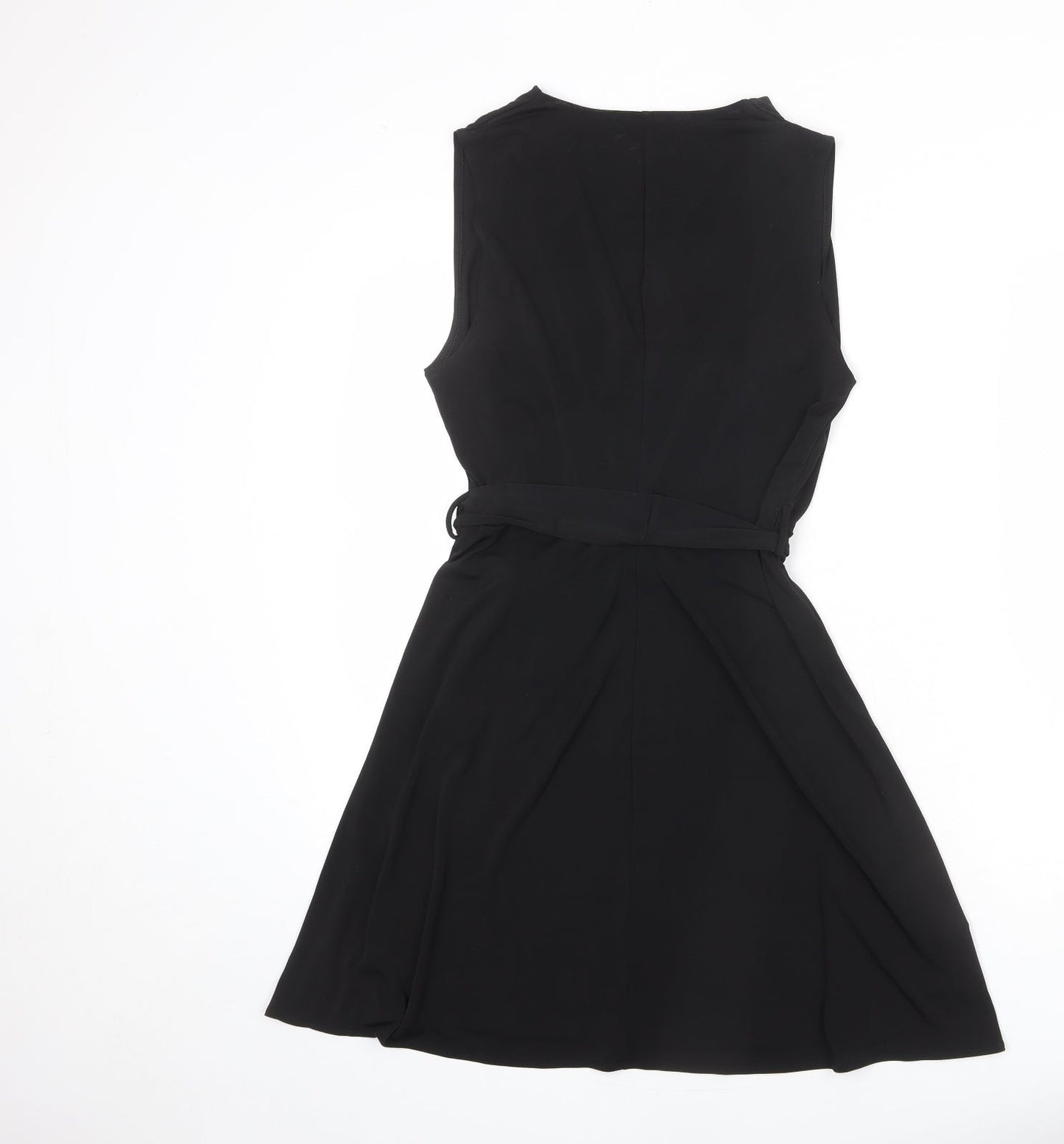 Mango Womens Black Polyester Tank Dress Size M V-Neck Pullover - Belted