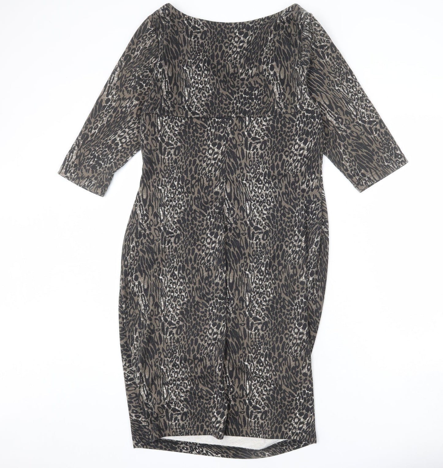 Scarlett & Jo Womens Multicoloured Animal Print Polyester Bodycon Size 16 V-Neck Pullover - Leopard Print