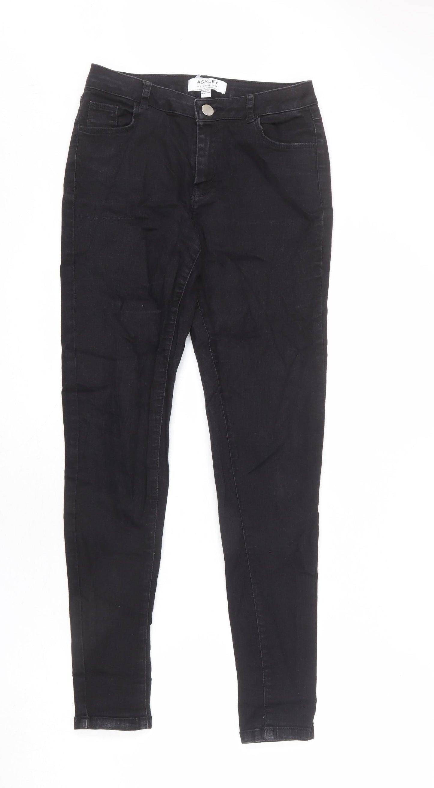 Dorothy Perkins Womens Black Cotton Skinny Jeans Size 8 L28 in Regular Zip
