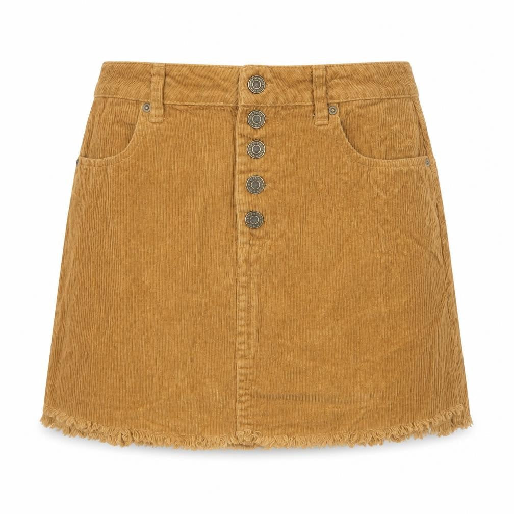 Indigo Rein Womens Brown Cotton A-Line Skirt Size 27 in Button - Frayed Hems