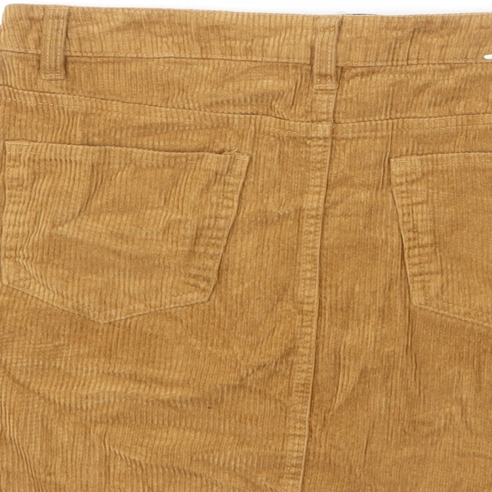 Indigo Rein Womens Brown Cotton A-Line Skirt Size 27 in Button - Frayed Hems