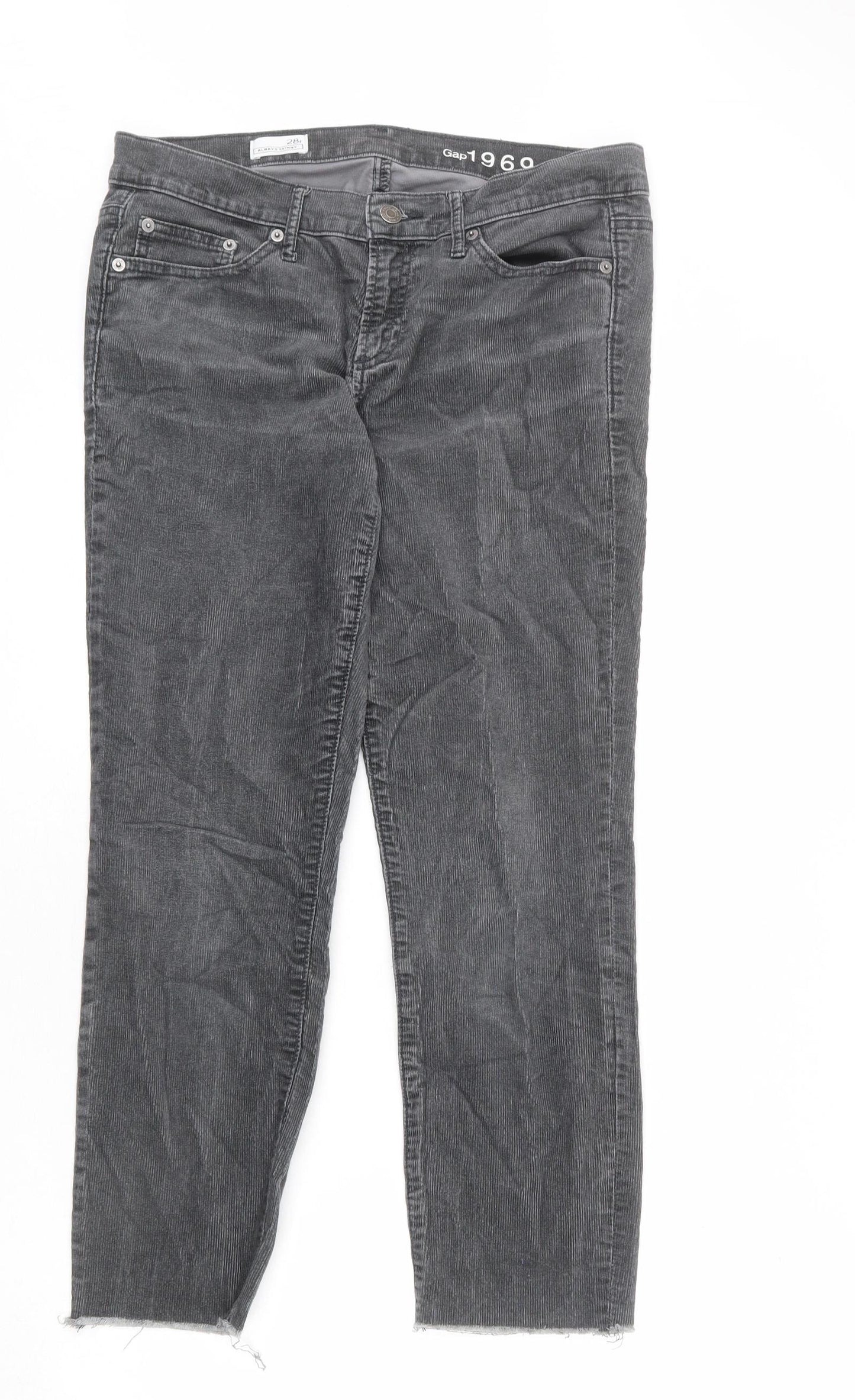 Gap Womens Grey Cotton Trousers Size 28 in L24 in Regular Zip