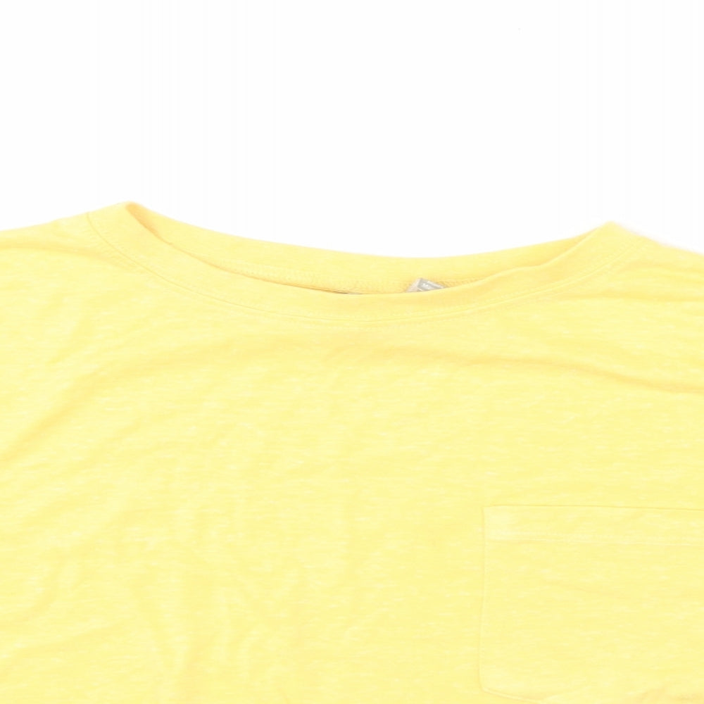 ASOS Womens Yellow Polyester Cropped T-Shirt Size 6 Round Neck