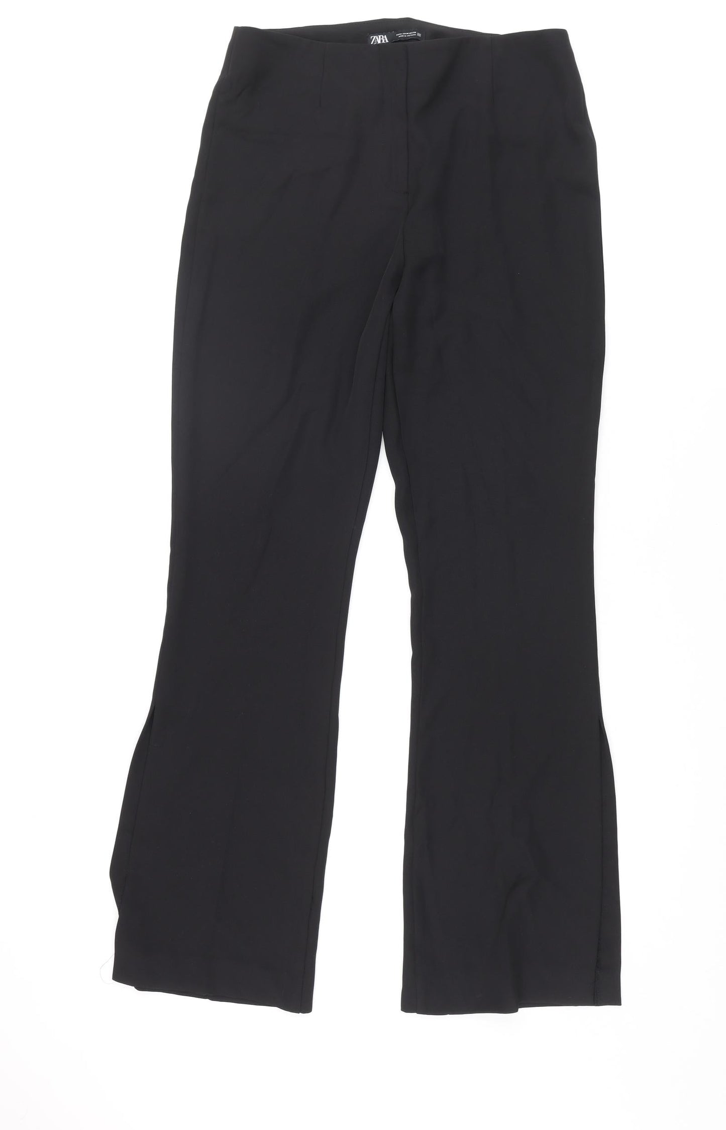 Zara Womens Black Polyester Dress Pants Trousers Size M L32 in Regular Zip - Side Vents