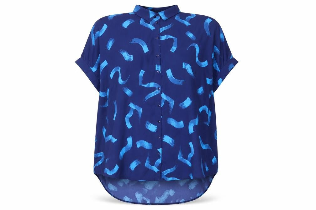 Womens UK Size 12 JD Williams Blue Polyester Button-Up