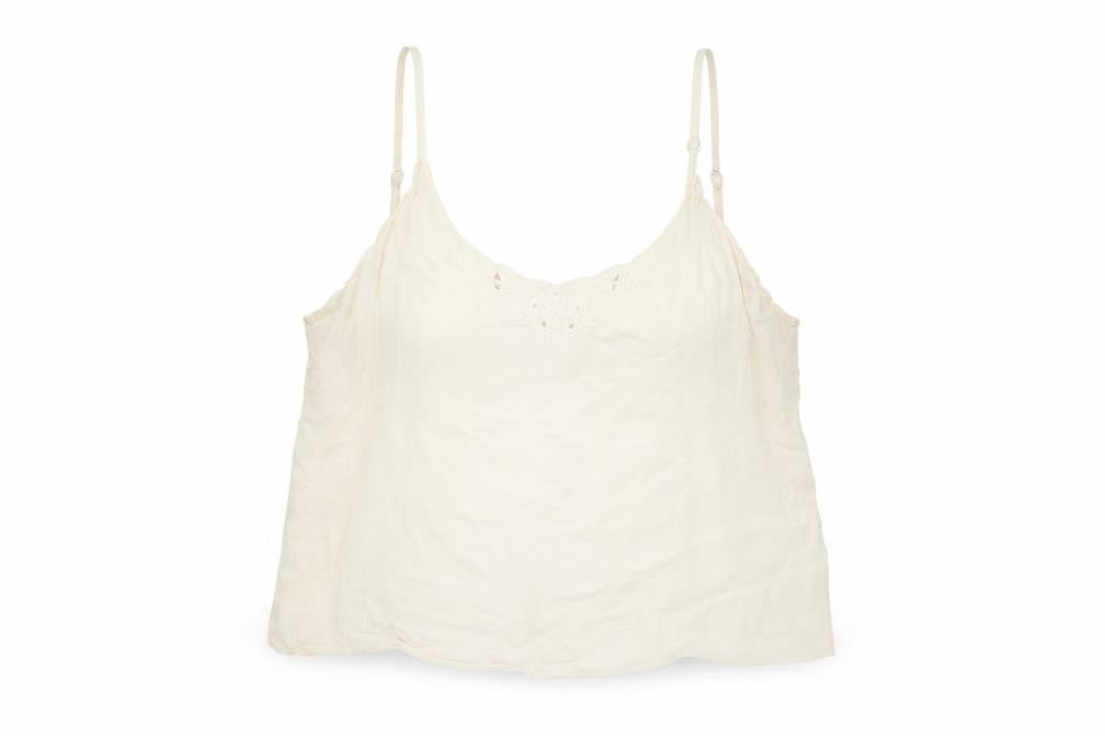 H&M Womens Ivory Viscose Camisole Tank Size 14 Scoop Neck - Lace Neckline Detail