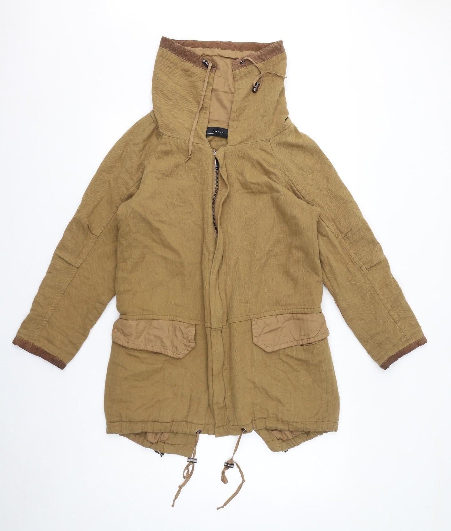 Zara Womens Brown Jacket Coat Size XS Zip
