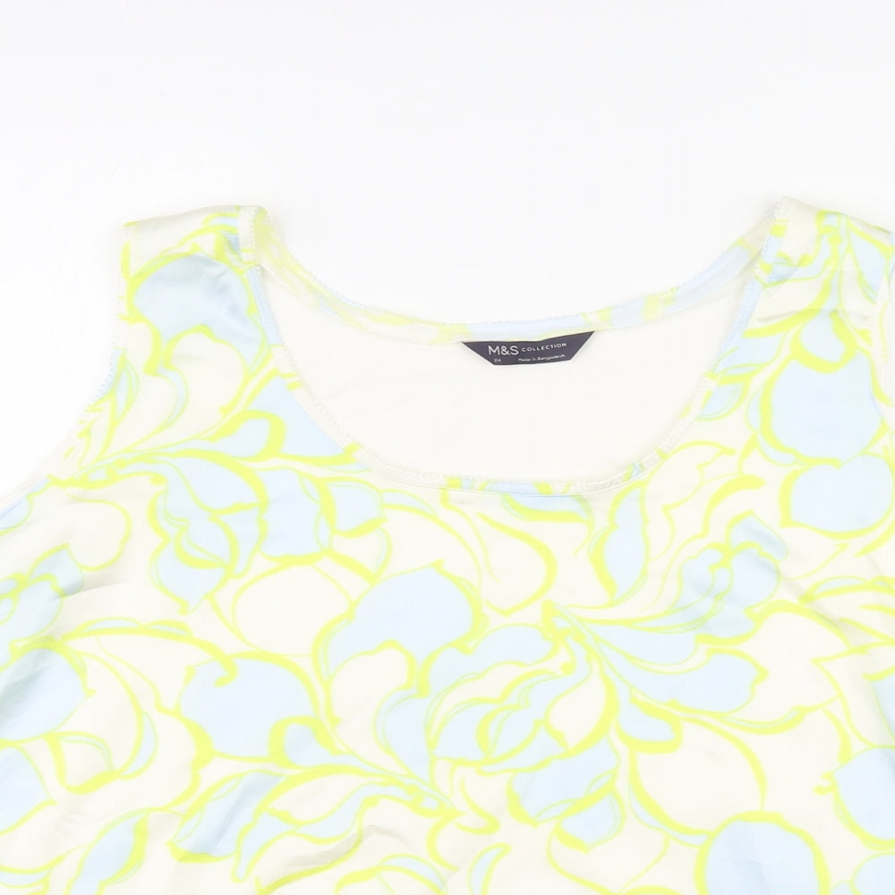 Marks and Spencer Womens Multicoloured Floral Polyester Basic Tank Size 24 Round Neck