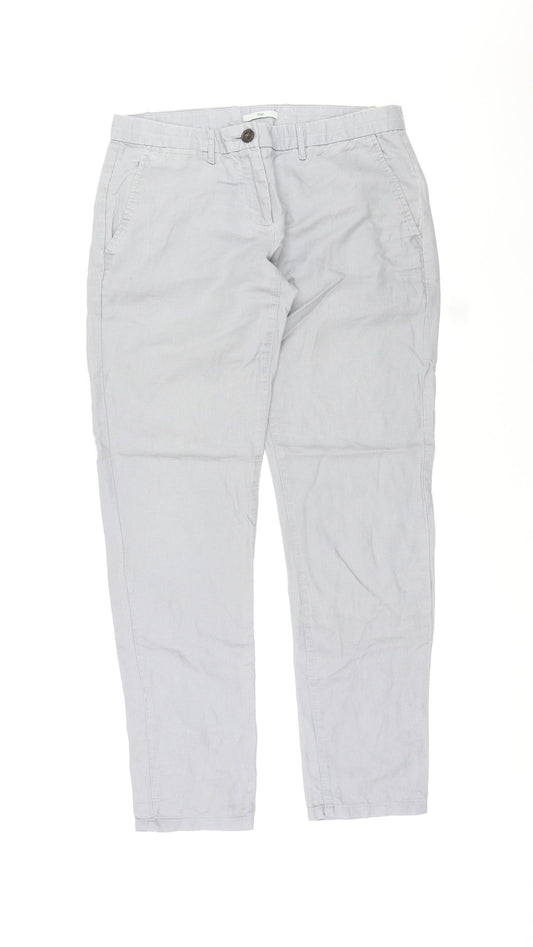 Gap Womens Grey Linen Chino Trousers Size 4 L27 in Regular Zip