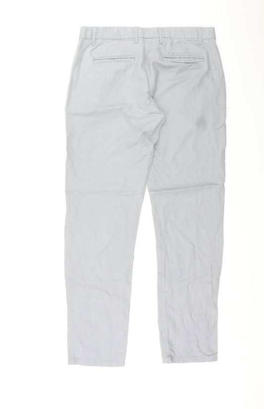 Gap Womens Grey Linen Chino Trousers Size 4 L27 in Regular Zip