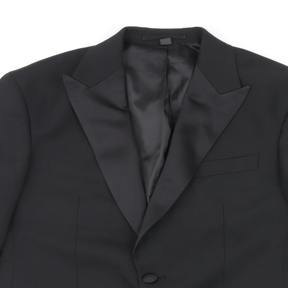 Marks and Spencer Mens Black Polyester Jacket Blazer Size 38 Regular