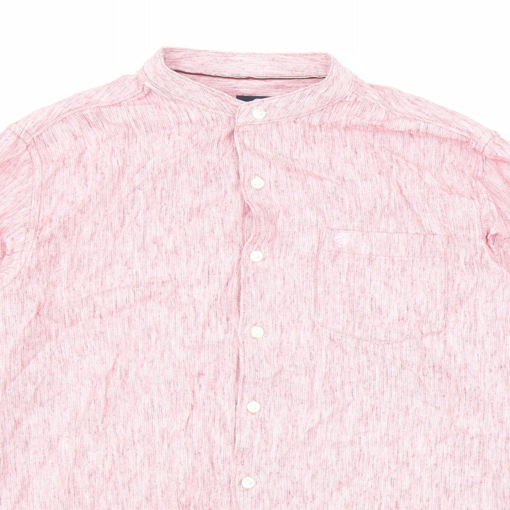 Net Play Mens Pink Cotton Button-Up Size 40 Mock Neck Button
