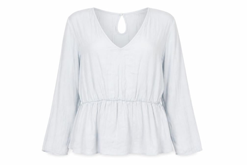 Marks and Spencer Womens Blue Polyester Basic Blouse Size 18 V-Neck - Elastic Waist