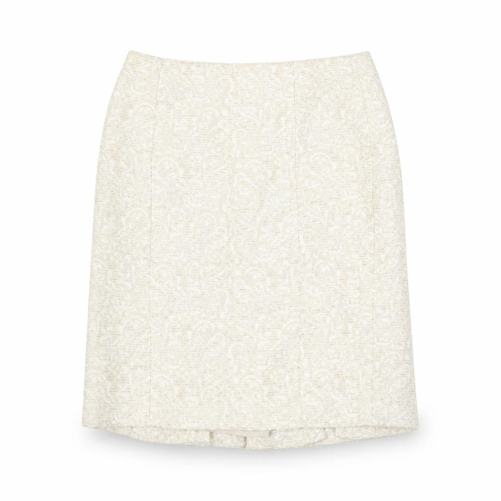 Ann Taylor Womens Beige Geometric Cotton Straight & Pencil Skirt Size 4 Zip