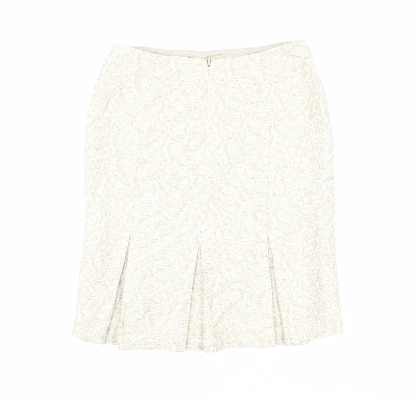 Ann Taylor Womens Beige Geometric Cotton Straight & Pencil Skirt Size 4 Zip