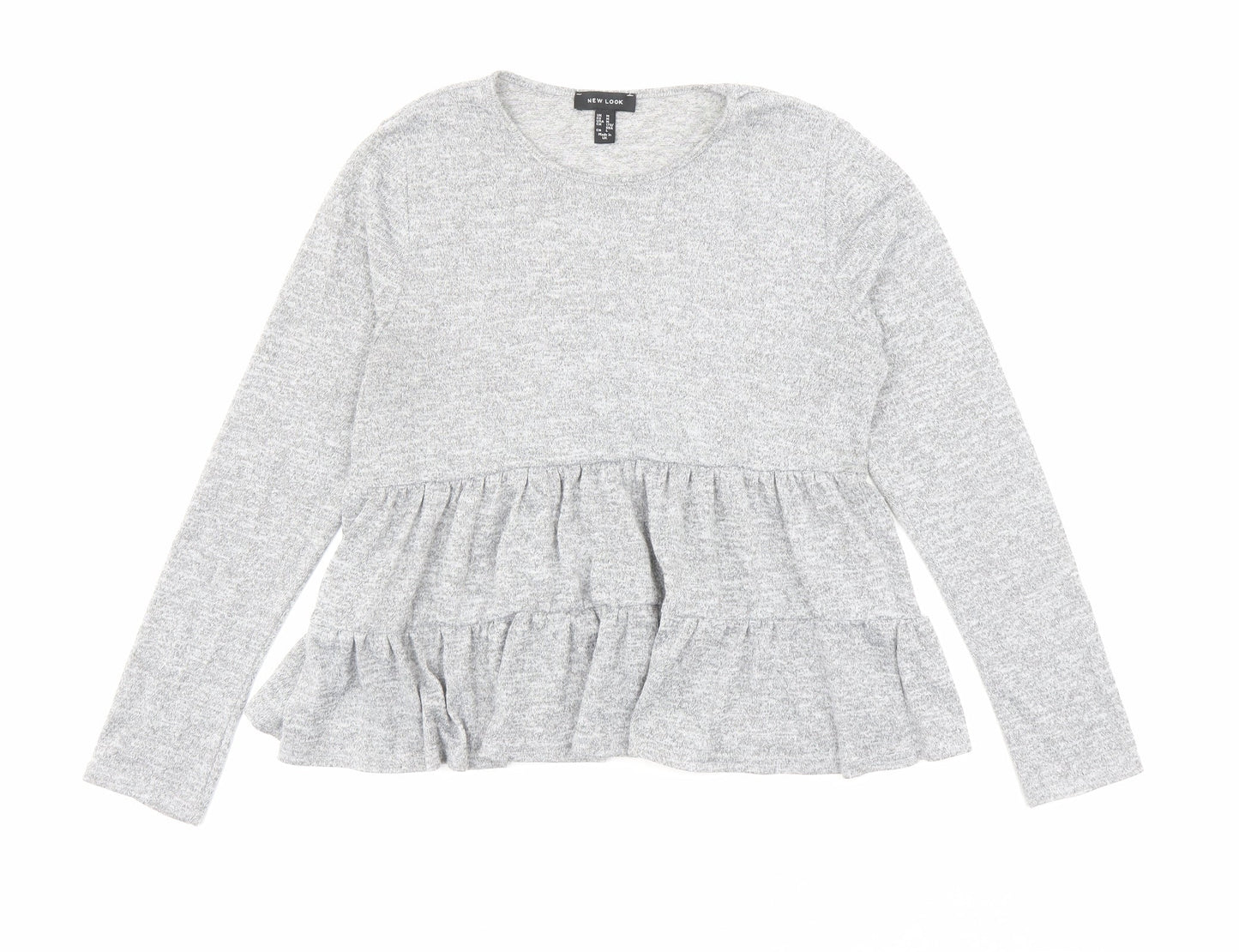 New Look Womens Grey Round Neck Polyester Pullover Jumper Size M