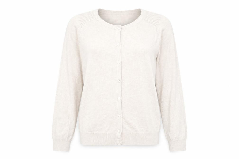 Dorothy Perkins Womens Beige Crew Neck Cotton Cardigan Jumper Size 14 - Buttons