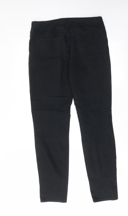 YesYes Womens Black Cotton Skinny Jeans Size 10 L28 in Regular Zip - Pockets